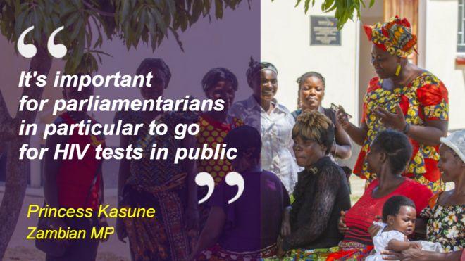 Карта цитаты: «Для парламентариев, в частности, важно публично пройти тестирование на ВИЧ». - Принцесса Касуне, депутат Замбии