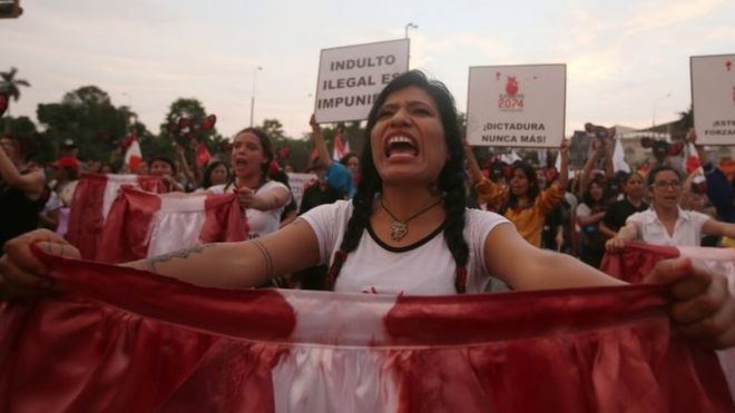 Митинг протестующих в Лиме, ??Перу. Фото: 11 января 2018 года