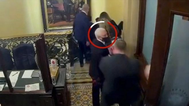 Newly released security footage shows the peril the vice-president and other lawmakers were in.