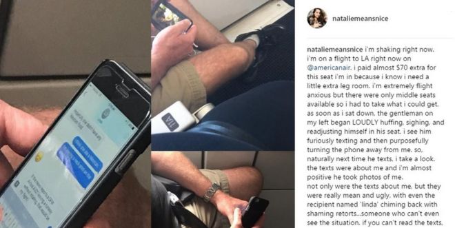Снимок экрана профиля Instagram Натали Хейдж с изображением человека, отправляющего сообщение другу