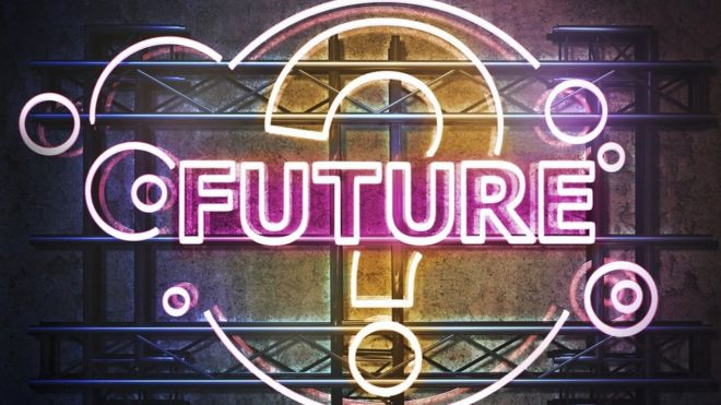 Signo de interrogación y la palabra "Future"