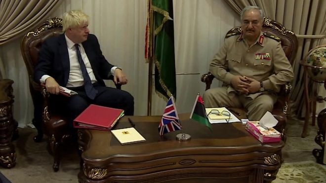 Boris Johnson and Field Marshal Khalifa Haftar
