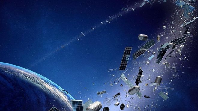 Ilustração de lixo espacial