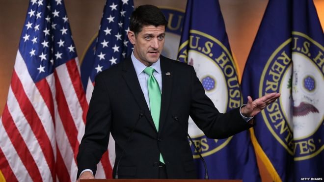 Paul Ryan speaks from the Congressional podium