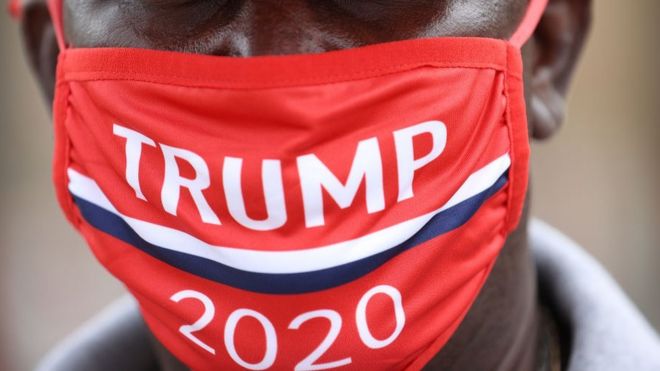 Trump supporter wearing a mask