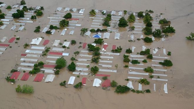 Pueblo inundado en Honduras.