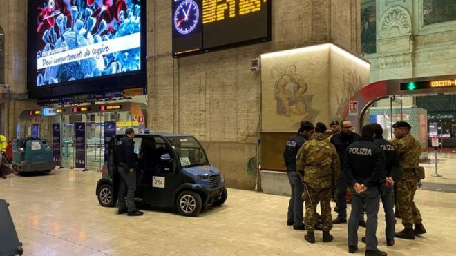 Military and police in Milan prepare to lock down the city
