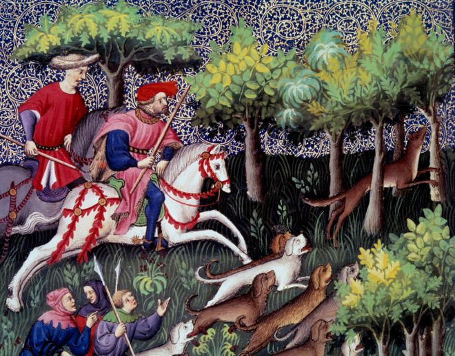 Сцена охоты в лесу XIV века