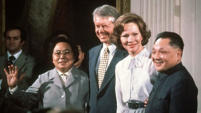 Vợ chồng Đặng Tiểu Bình cùng vợ chồng tổng thống Mỹ Jimmy Carter tại Nhà Trắng ngày 31/1/1979