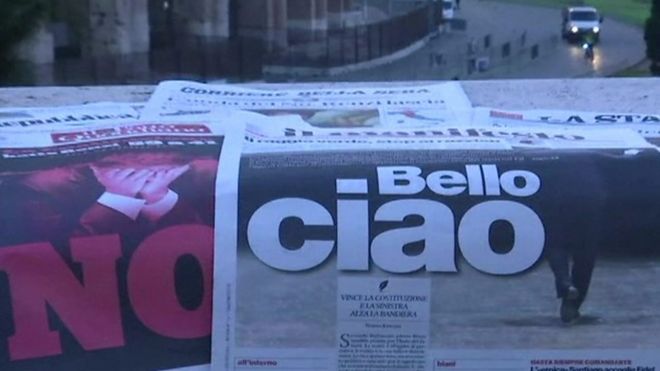 تیتر روزنامه ایتالیاایی بعد از رای نه به رفراندوم