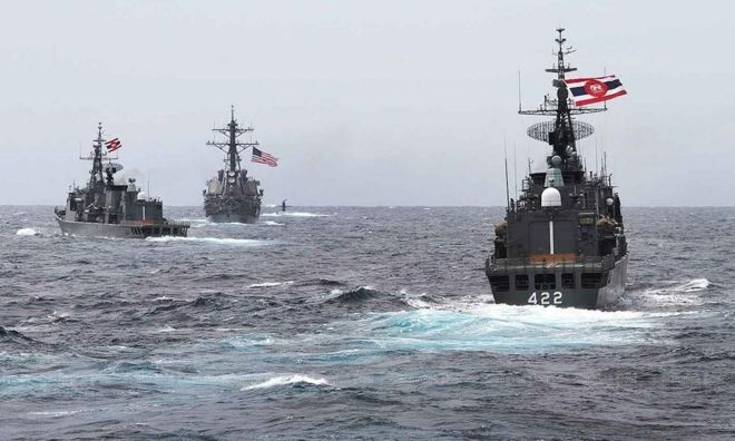 Tàu của Hoa Kỳ và Thái Lan trong cuộc tập trận hàng hải Mỹ-ASEAN kéo dài từ 2 đến 6 tháng 9, 2019 tại vịnh Thái Lan