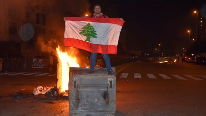 متظاهر في بيروت