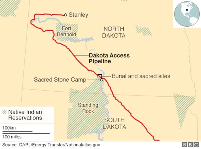 Карта трубопровода Дакота