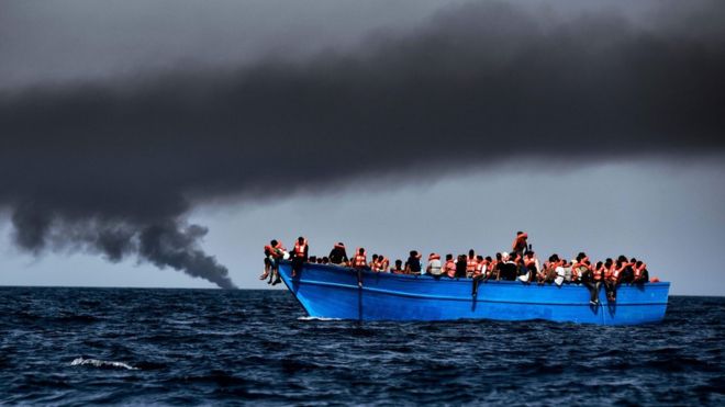 A migrant vessel off Libya (file image)