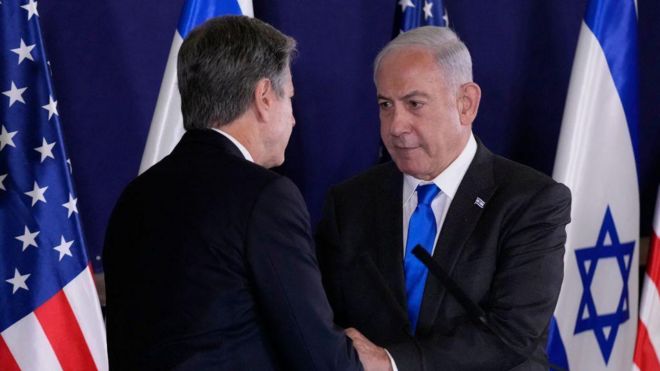Ngoại trưởng Mỹ Anthony Blinken đã có chuyến thăm thứ hai tới Tel Aviv để thúc đẩy lệnh ngừng bắn tạm thời tại Gaza vì lí do nhân đạo