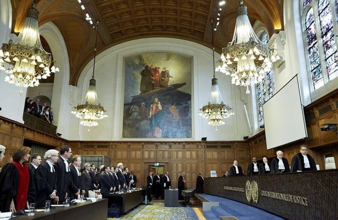القاعة الرئيسية لمحكمة العدل الدولية في لاهاي - 2014
