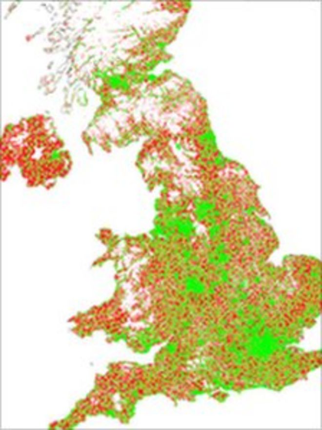 Карта, показывающая точки в Великобритании