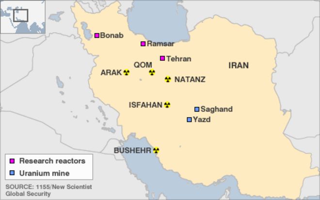 Известные ядерные объекты Ирана
