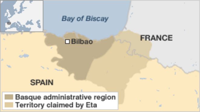 Карта Испании с изображением баскского региона