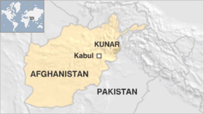 Карта Афганистана с изображением провинции Кунар