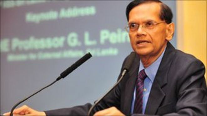 Министр иностранных дел Шри-Ланки Г.Л. Пейрис читает лекцию в IISS (фото: IISS)
