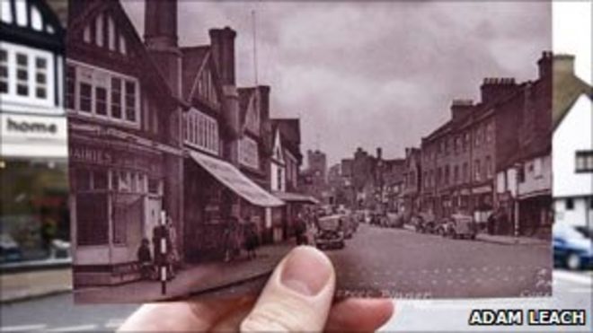 Пиннер Хай-стрит, в 1950 году и сегодня