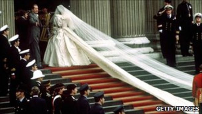 Принцесса Диана в день свадьбы в 1981 году