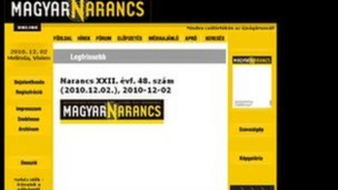 Главная страница интернет-издания венгерской газеты Magyar Narancs 2 декабря