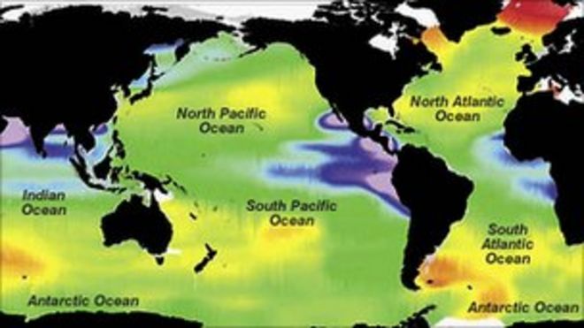 Уровни pH в океане (Изображение: BBC)