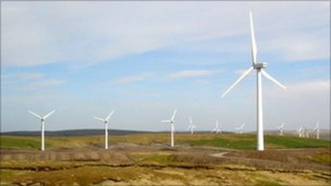 Ветряная электростанция Сефн Крус возле Чертова моста, Кередигион