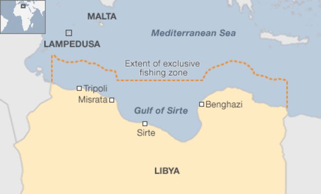 Карта рыболовной зоны Ливии