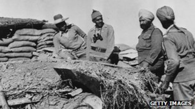 Индийские офицеры во время войны с Китаем
