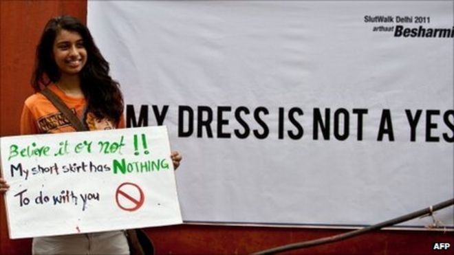 Участник кампании на SlutWalk Дели 2011