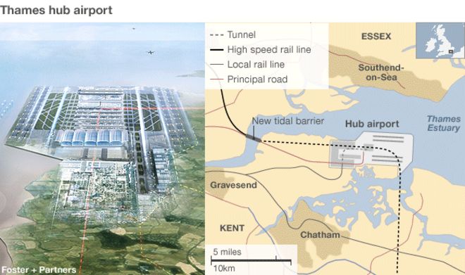 Карта: аэропорт Темс Хаб