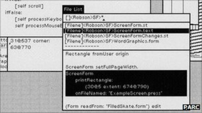 Снимок экрана графического интерфейса Smalltalk