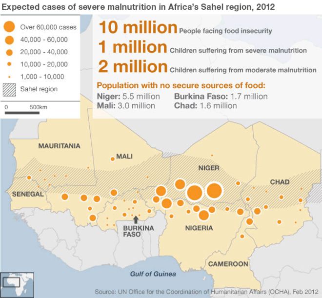карта голода в Западной Африке