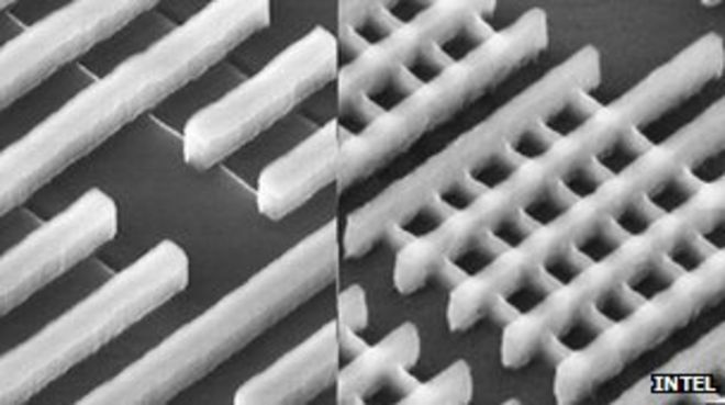 Плоские и трехстворчатые чипы под микроскопом