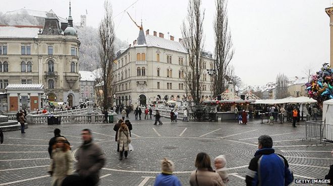 Главная площадь в столице Любляне