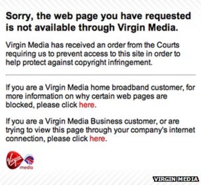 Скриншот Virgin Media