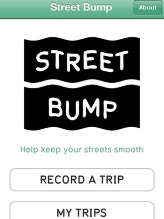 Снимок экрана приложения Street Bump