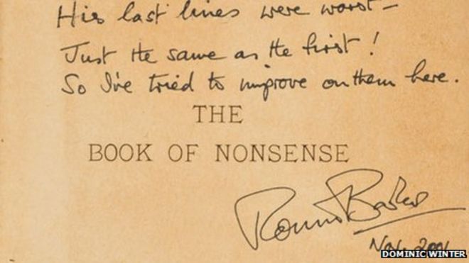 Стартовая страница книги поэзии Эдварда Лира, аннотированной Ронни Баркером