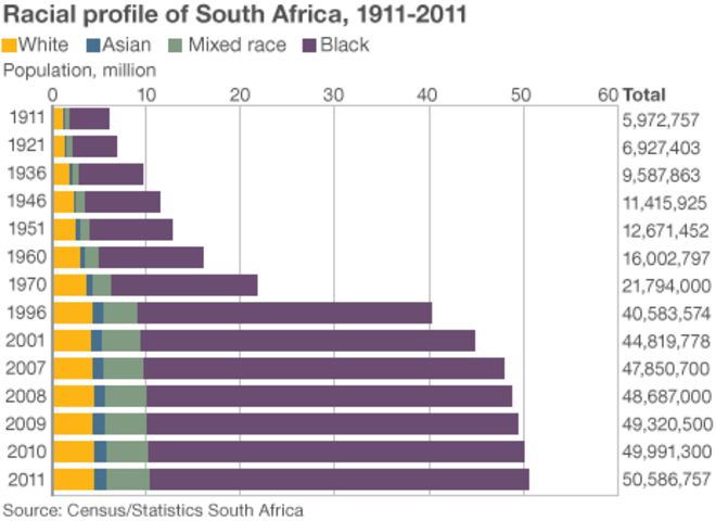 График, показывающий расовый профиль Южной Африки
