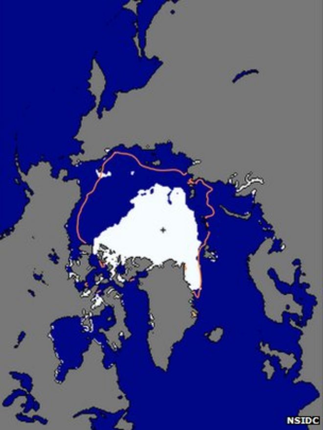 Карта протяженности морского льда NSIDC