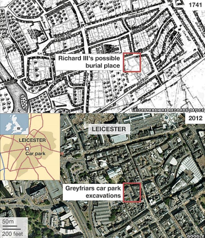 Карты Лестера 1741 и 2012 годов