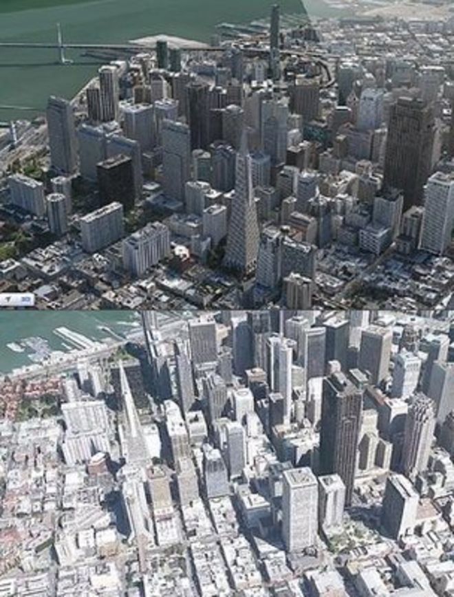 Apple Flyover и Google Earth 3D изображения