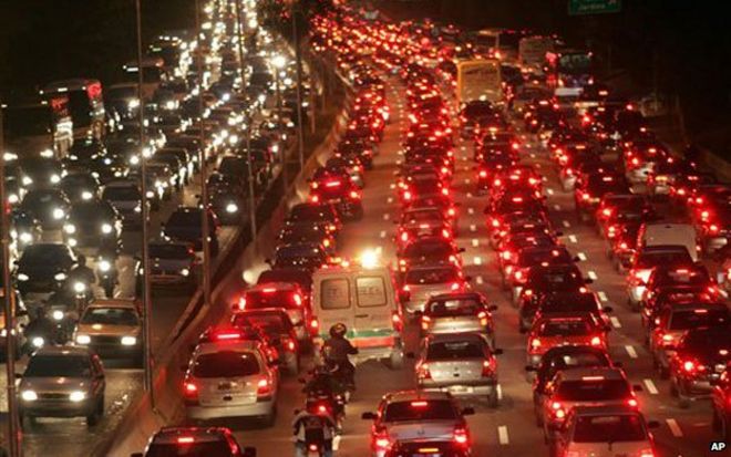 Traffic jam in Sao Paulo