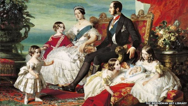 Картина королевы Виктории, принца Альберта и их семьи в 1846 году - предоставлена ??Библиотекой искусств Бриджмена