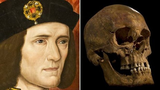 Портрет Ричарда III в сравнении с черепом Грейфрайарса