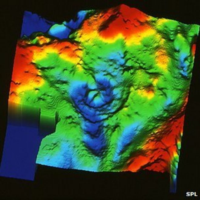 Гравитационная карта кратера Чиксулуб, полуостров Юкатан, Марк Пилкингтон / Геологическая служба Канады / SPL