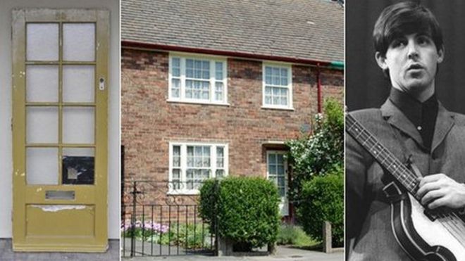 Композитная из старой двери Пола Маккартни, его старого дома и его картины времен Битлз